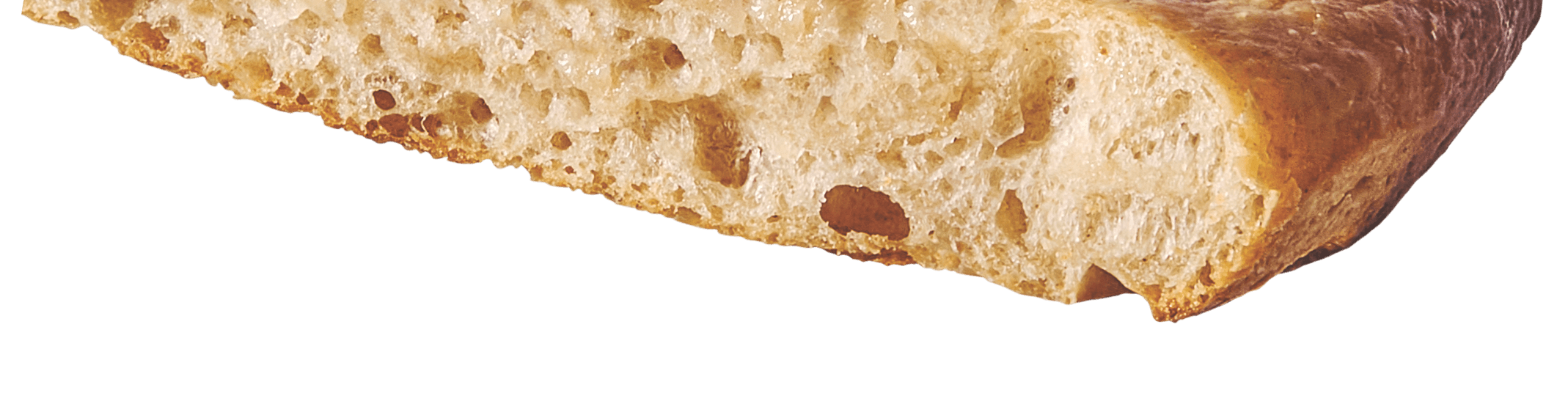 Sourdough crust cross-section showing air pockets